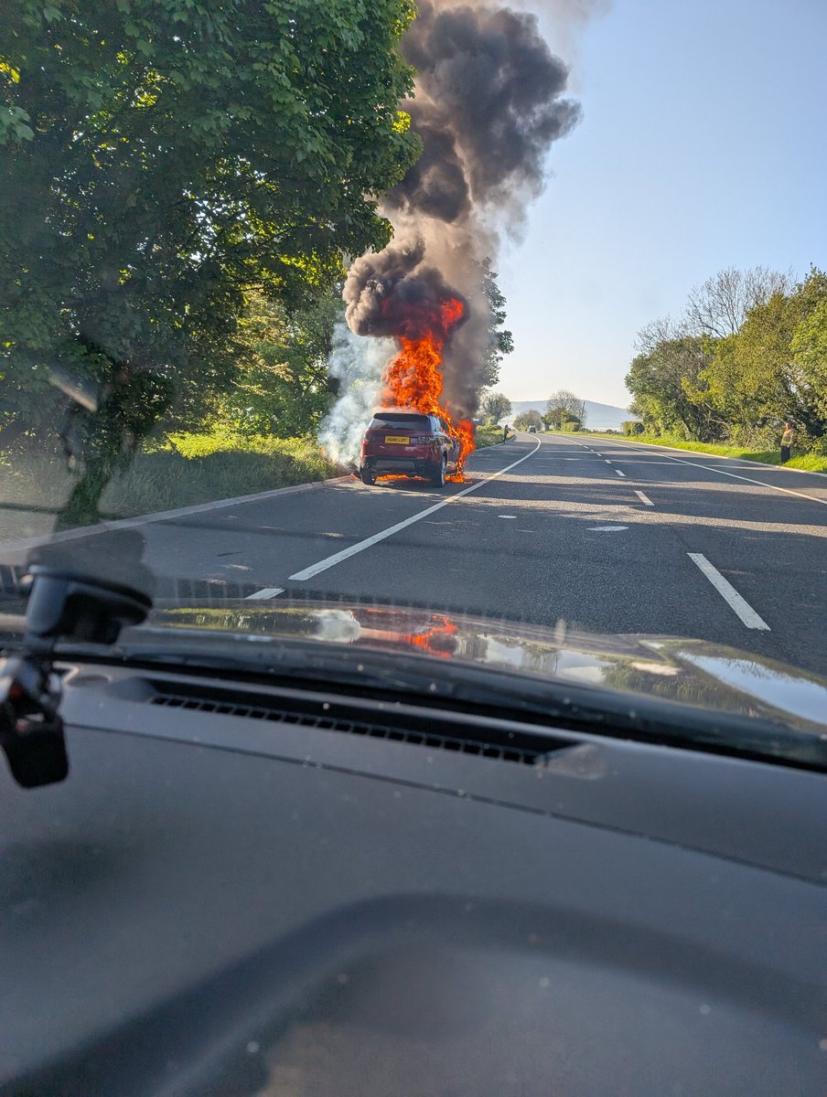 tiernachm's tweet photo. A5 near Victoria Bridge, car on fire, Fire Brigade just arriving https://t.co/gaot64bvrN