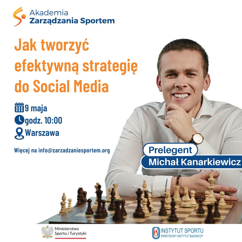 AkademiaZS's tweet photo. 9⃣ maja 2025 r. przedstawiciele polskich związków sportowych wezmą udział w 2⃣ szkoleniu AZS.

👤 @M_Kanarkiewicz opowie o tym, jak tworzyć strategię, planować kilka kroków naprzód i skutecznie angażować społeczność. 

Nie przegap okazji, aby zyskać przewagę na planszy SM! https://t.co/qaCsq1qm1T