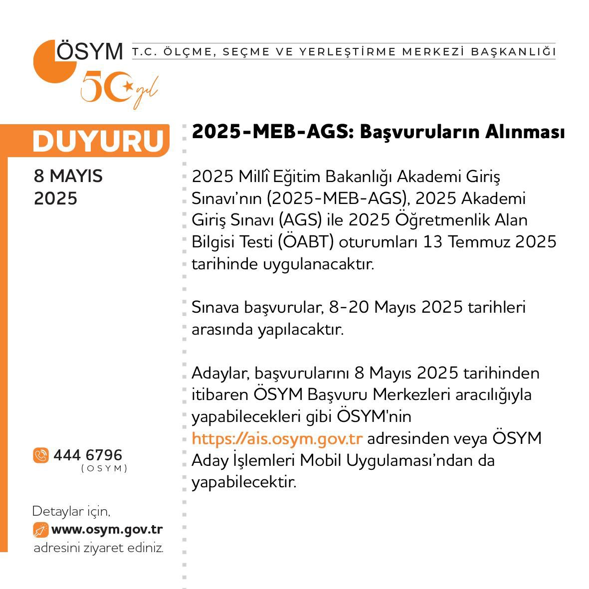 2025-MEB-AGS: Başvuruların Alınması

osym.gov.tr/TR,33201/2025-…
