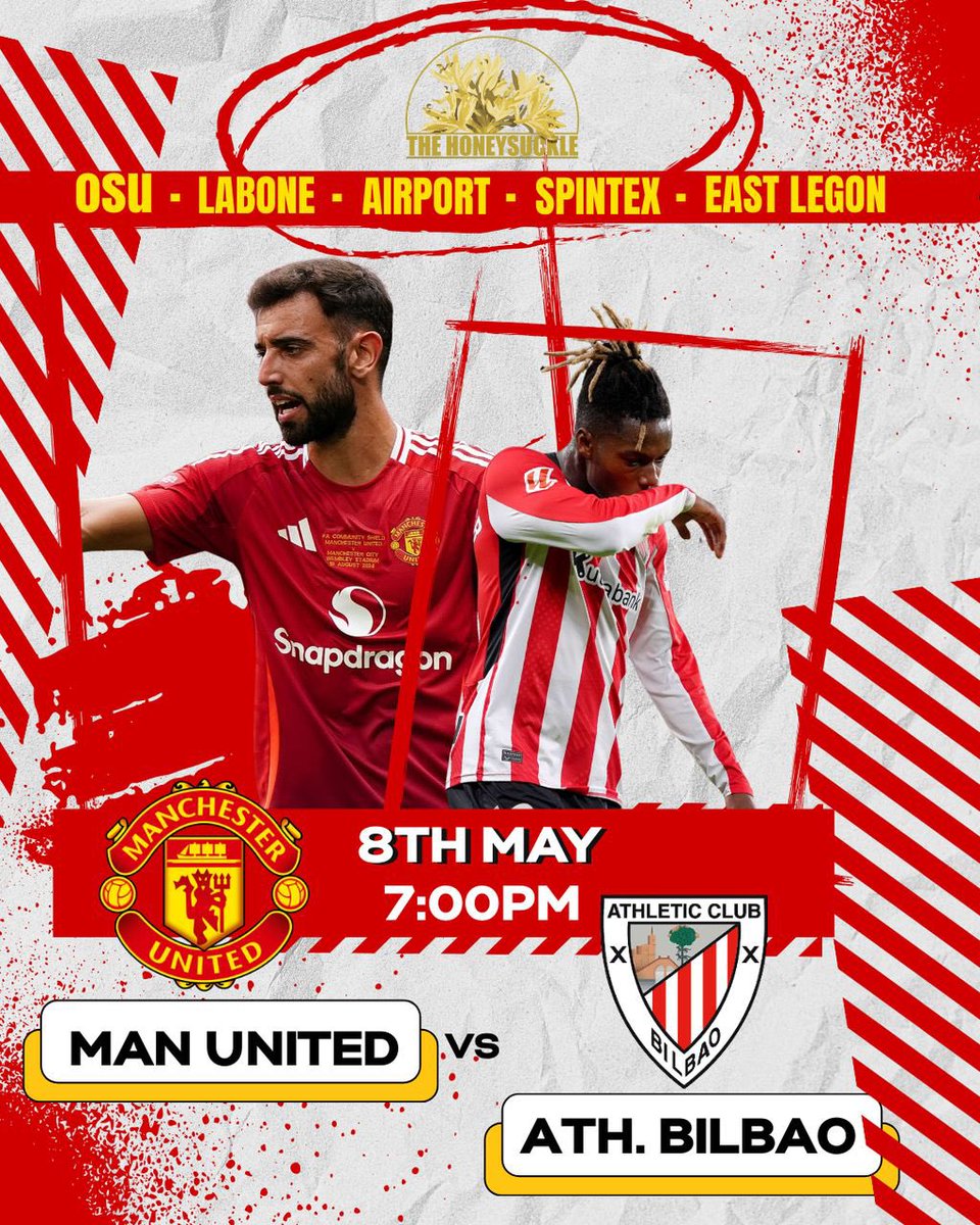 It’s MATCHDAY! Come on United! 💪🏽

🏆 Europa League 
🆚 Athletic Bilbao
🏟 Old Trafford 
⏰ 19:00 GMT

📍The Honeysuckle, Airport Branch,
       Accra 

#MUFC 🔴⚪️⚫️
