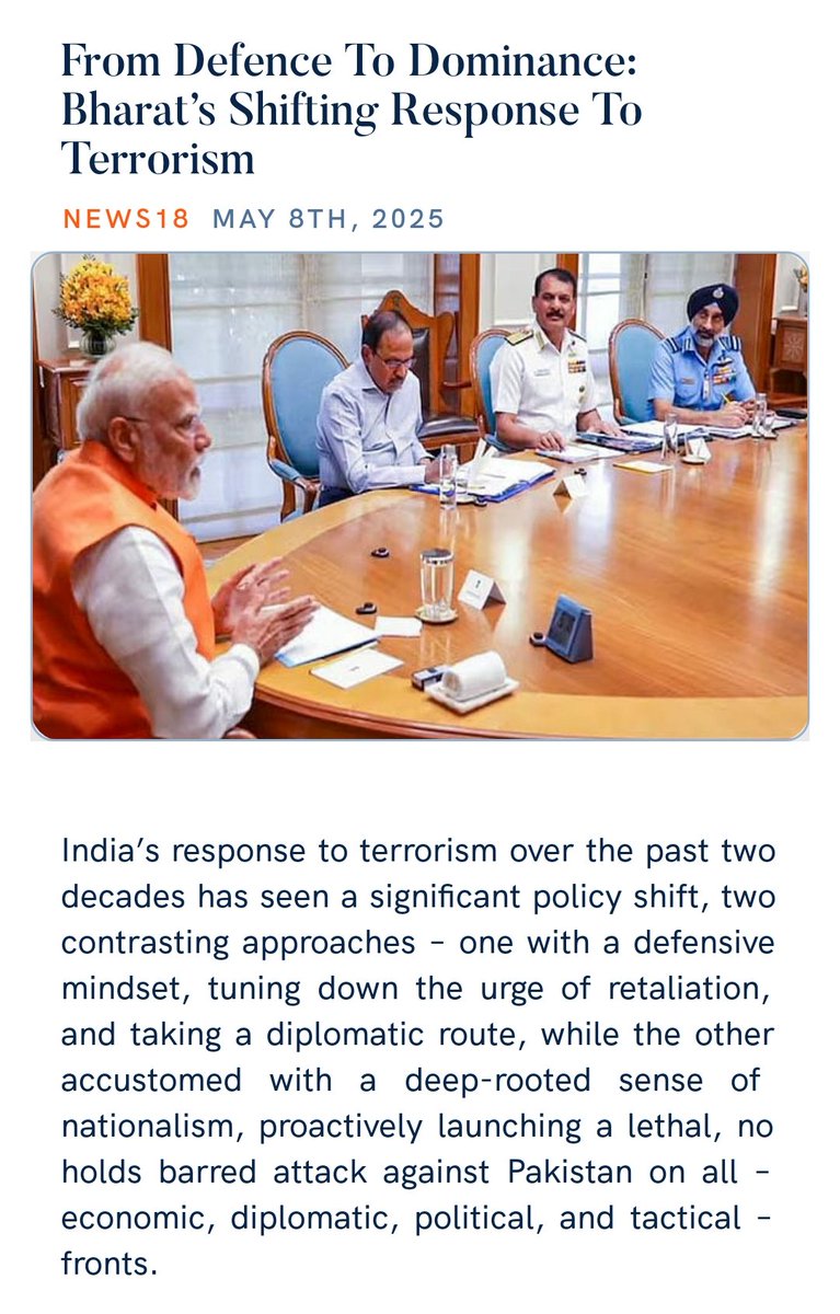 From Defence To Dominance: Bharat’s Shifting Response To Terrorism
news18.com/amp/opinion/op… via NaMo App