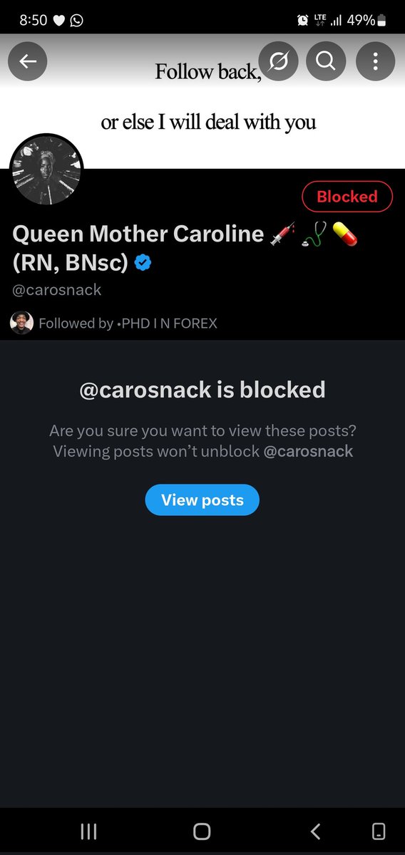 Why I blocked her, I do not remember, but clearly it has to be because of her lack of good judgment