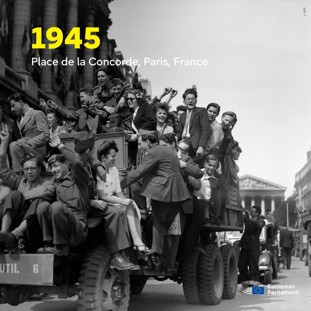 Europarl_EN's tweet photo. On this day in 1945, the Second World War ended in Europe.

Today, as we mark the 80th anniversary of the end of World War II in Europe, we honour those whose courage, sacrifice and spirit made that future possible. https://t.co/N5iWezxzpH