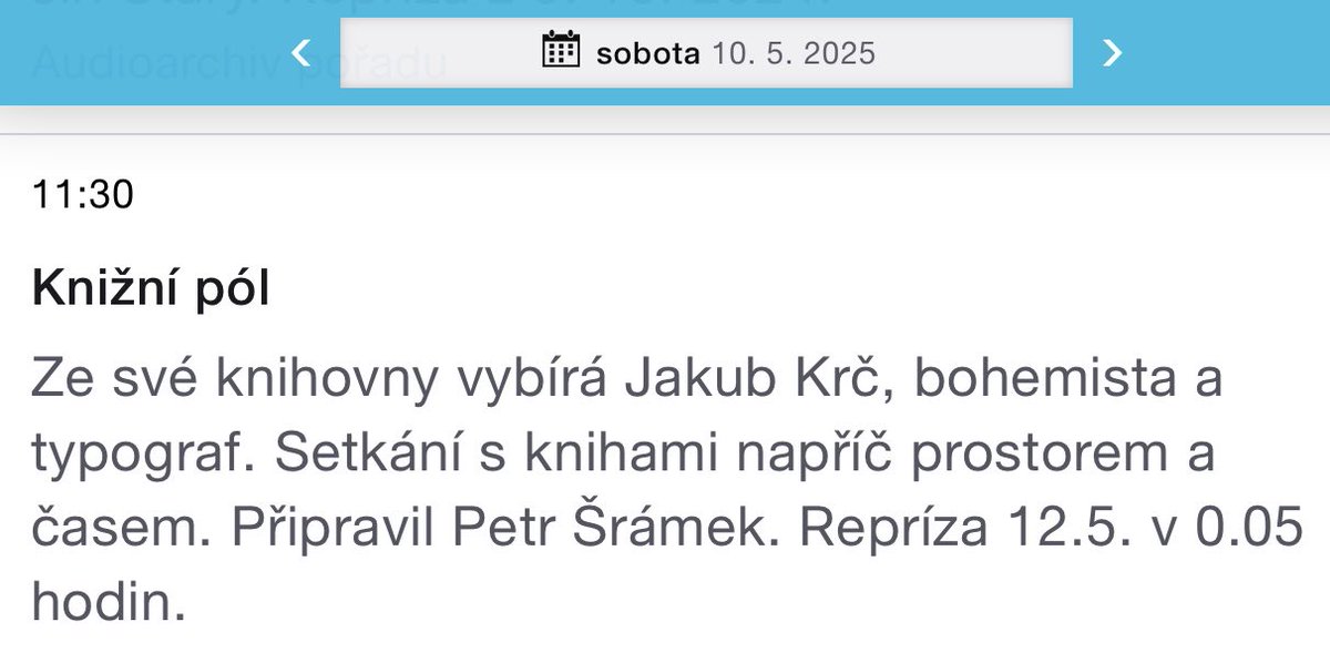 petrsramek's tweet photo. zvu k poslechu ANEB čtením se snažím pochopit okolní svět a hlavně sám sebe (Jakub Krč) ⁦@lacertacz⁩ ⁦@CRoVltava⁩ https://t.co/FVusnsxoCV