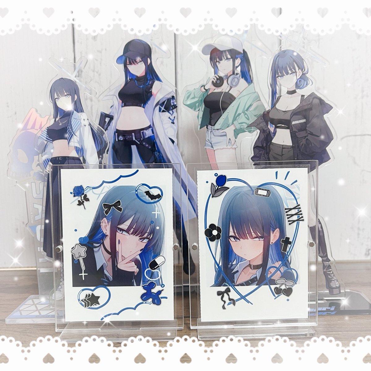 🤍🖤💙🩶 チェキ風にしてネットプリントしてみた✌️ スマホに挟むと