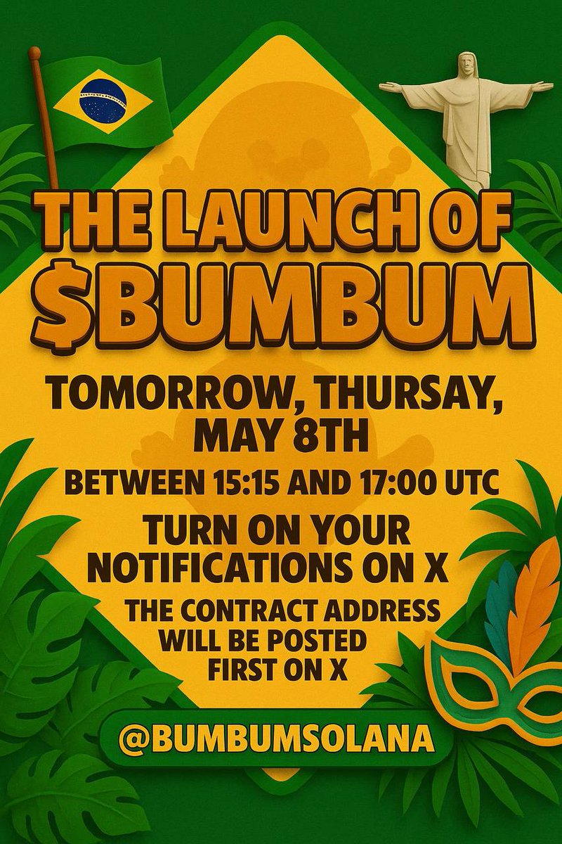mattz3555's tweet photo. @100xAltcoinGems Launching today🚀 
We are taking BumBum from Brazil to the moon. 

Follow the project X page and join the TG group so you won’t miss a thing 
TG: https://t.co/REnN7ONGxz
X: @Bumbumsolana https://t.co/BPi81nP1FZ