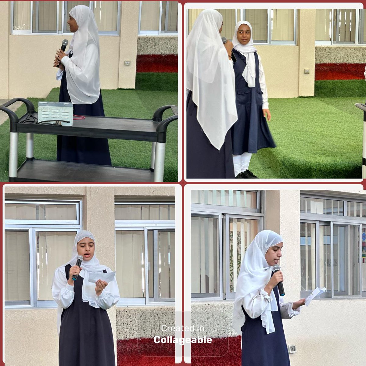 في إطار التوعية بأهمية السلامة في المختبرات المدرسية قدمت فنية المختبر / منى السيابية بالتعاون مع جماعة الأمن والسلامة في المدرسة إذاعة تضمنت عدة فقرات متنوعة