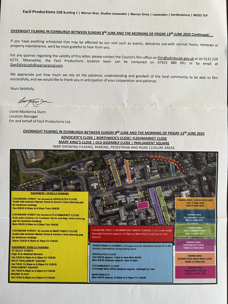 EdOldTownCoCo's tweet photo. Residents invited to public engagement meeting at The Business Centre, City Chambers on Wednesday 14th May at 6pm. 

Update from Facil Productions via @WarnerBrosUK on filming, from Sunday 8th to Friday 13th June.

Want to know more?
GWREdinburgh@warnerprod.com https://t.co/oxV65WSQgj