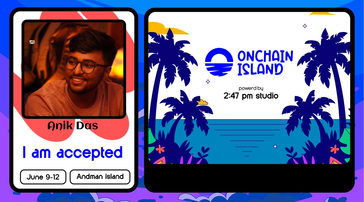 Just got accepted to Onchain Island!
It's official—I'm trading bugs for beaches 🐛🏖️, commits for coconuts 💻🥥, and PRs under palm trees 🌴.
Catch me coding with sand in my keyboard ⌨️ and coconut water in my veins 🥥💉.
#OnchainIsland <a href="/247pmstudio/">2:47 Pm Studio</a> <a href="/ThePrayasu/">Prayasu</a>