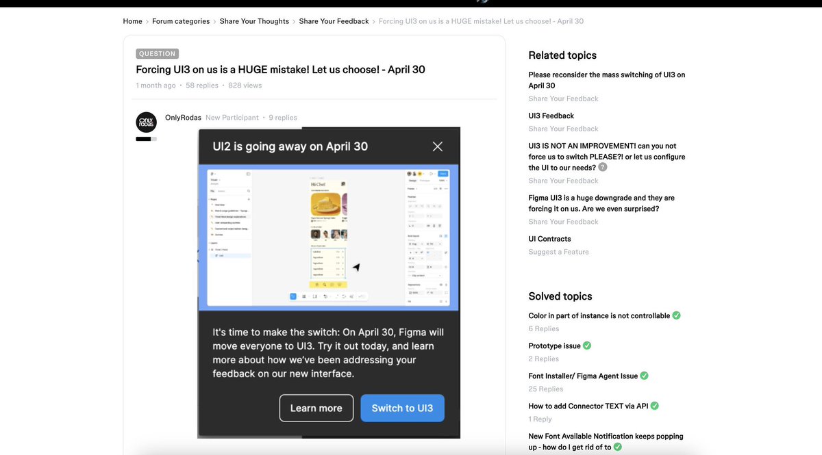 leeng1311's tweet photo. @figma You definitely DON’T listen to your users at all. How come a product for user experience gives zero f*ck to user requests like this? Forcing us to UI3 update and slowing down people's working progress. What’s the point? https://t.co/egsIIGhHDY