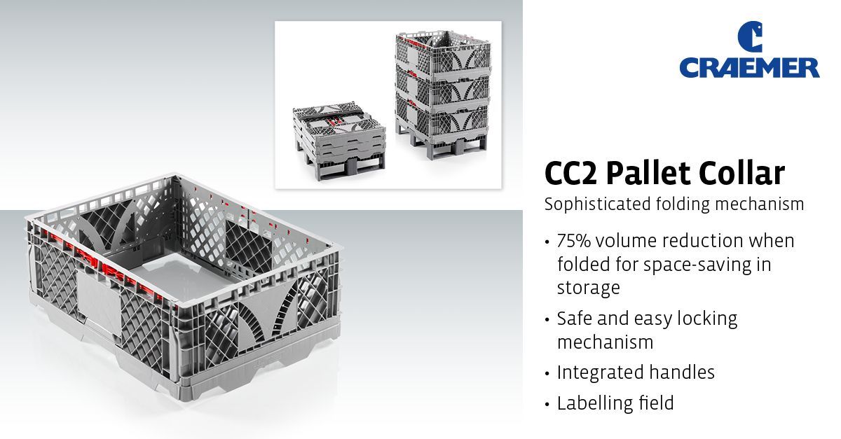 The #CC2 #palletcollar from #Craemer has a rimless version which securely locks with a pallet lid, while the version with a 10mm outside rim allows direct interlocking with another pallet. These features make the CC2 pallet collar highly versatile. 

craemer.com/uk/plastic-pal…