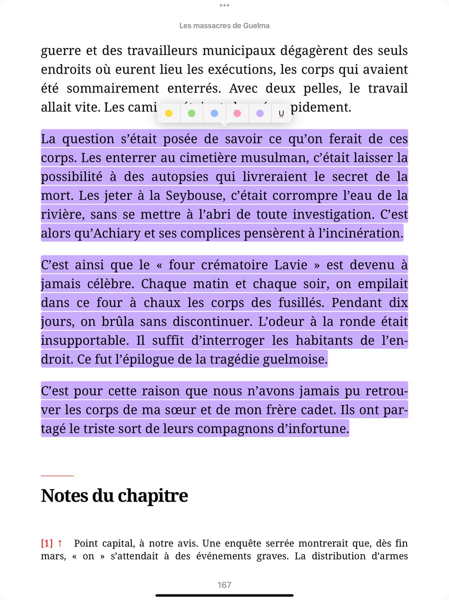 jean-michel aphatie (@jmaphatie) on Twitter photo En Algérie en mai 1945, militaires et colons français ont brûlé les corps des musulmans qu’ils avaient tués dans un four crématoire.
La honte ampute notre mémoire au point que nous laissions dire à <a href="/MLP_officiel/">Marine Le Pen</a> que la colonisation en Algérie « n’a pas été un drame ». En Algérie en mai 1945, militaires et colons français ont brûlé les corps des musulmans qu’ils avaient tués dans un four crématoire.
La honte ampute notre mémoire au point que nous laissions dire à <a href="/MLP_officiel/">Marine Le Pen</a> que la colonisation en Algérie « n’a pas été un drame ».