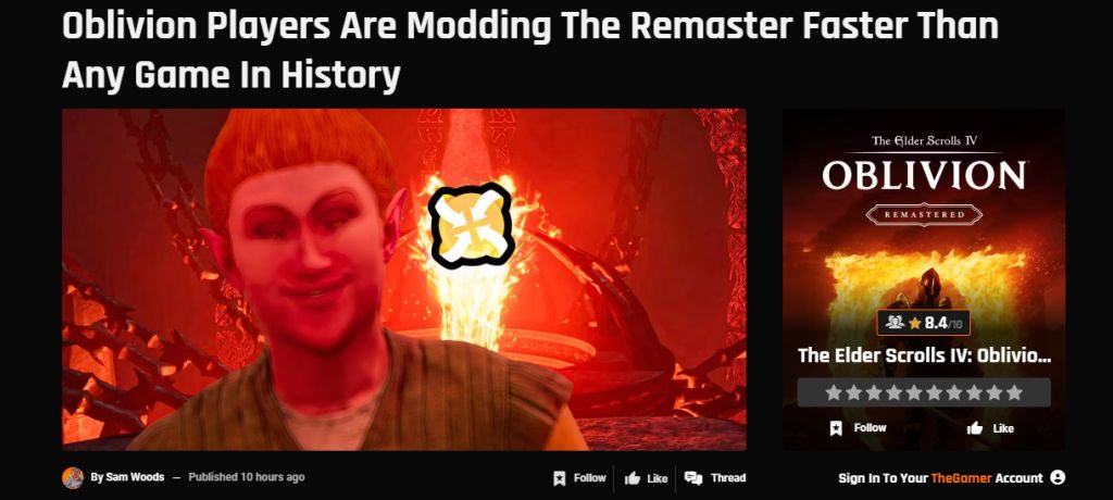 Oblivion players are modding the remaster faster than any game in history

I guess porting a lot of mods from the original