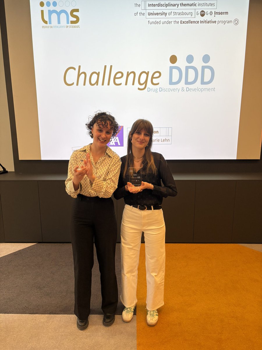 Alex Detappe (@alxdetappe) on Twitter photo Congratulations to Clara and Coline (<a href="/BFC_UMR7199/">Wagner/Chaubet group - BFC</a> lab) for being awarded the 2025 Institut du Médicament Strasbourg PhD Award 🍾🍾 Congratulations to Clara and Coline (<a href="/BFC_UMR7199/">Wagner/Chaubet group - BFC</a> lab) for being awarded the 2025 Institut du Médicament Strasbourg PhD Award 🍾🍾
