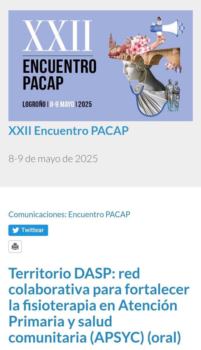 FISIOTERAPEUTAS APYSC (@territorio_dasp) on Twitter photo 📢📢📢 Hoy presentamos esta comunicación en el encuentro XXII encuentro PACAP de <a href="/semfyc/">semFYC</a> en Logroño: Territorio DASP: red colaborativa para fortalecer la fisioterapia en Atención Primaria y salud comunitaria (APSYC)
comunicacionescongresosemfyc.com/comunicacion/t… 📢📢📢 Hoy presentamos esta comunicación en el encuentro XXII encuentro PACAP de <a href="/semfyc/">semFYC</a> en Logroño: Territorio DASP: red colaborativa para fortalecer la fisioterapia en Atención Primaria y salud comunitaria (APSYC)
comunicacionescongresosemfyc.com/comunicacion/t…