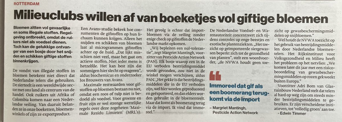 ‘Milieuclubs willen af van boeketjes giftige bloemen’ is de krantenkop vandaag in de ⁦<a href="/De_Stentor/">De Stentor</a>⁩
Bloementelers moeten morgen een krantenkop maken met:

Bloementelers willen zo snel mogelijk af van valse, raddraaiende milieuclubs.