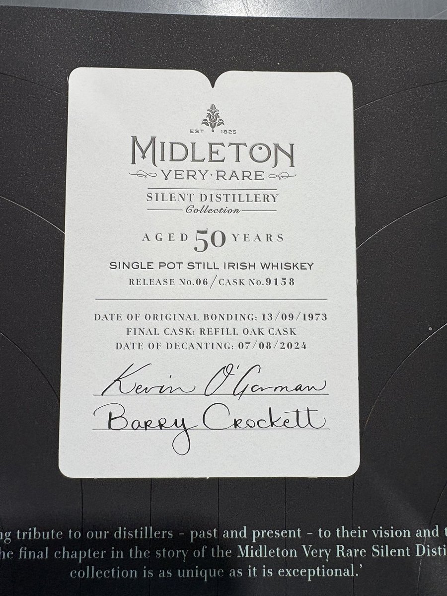 Carryout killarney (@carryoutkerry) on Twitter photo Introducing from <a href="/IrishDistillers/">Irish Distillers</a> Midleton Silent distillery Chapter six , the final chapter in the series and the last drops from the old Midleton distillery.Carefully perfected under the guardianship of Master distillers for the past 50 years.@johngalvindesign Introducing from <a href="/IrishDistillers/">Irish Distillers</a> Midleton Silent distillery Chapter six , the final chapter in the series and the last drops from the old Midleton distillery.Carefully perfected under the guardianship of Master distillers for the past 50 years.@johngalvindesign