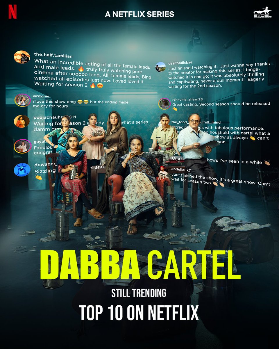 Ladies still on top! 💪
Dabba Cartel continues to sizzle. Thank you for the love.
Watch it now on <a href="/netflix_in/">Netflix India</a>