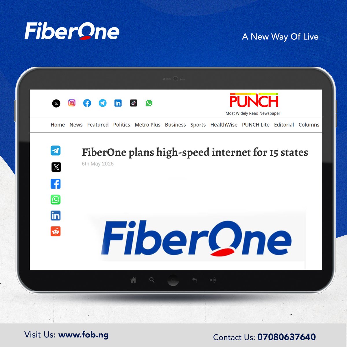 FOBroadband's tweet photo. FiberOne Broadband plans to expand its high-speed fibre-optic services to 15 states in Nigeria, focusing on underserved regions to bridge the digital divide. This initiative aims to deliver low-latency broadband.
#FiberOneBroadband #DigitalNigeria #ConnectivityExpansion https://t.co/eIvKvuBzS2
