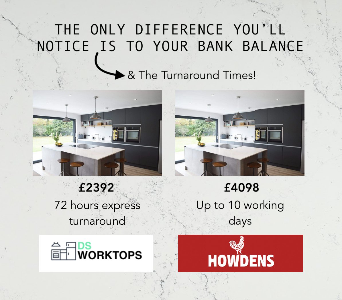 DWorktops's tweet photo. Had a Quote From Howdens?📷
Why pay more when you can get the best for less?
Upload your plan and get an instant Quote with 50% savings on main high street suppliers.
📷 sales@dsworktops.com
📷 https://t.co/akJ5iNFrfa
📷 0121 7266 256

Contact us for your FREE quote today… https://t.co/hxlE8m2Vx6