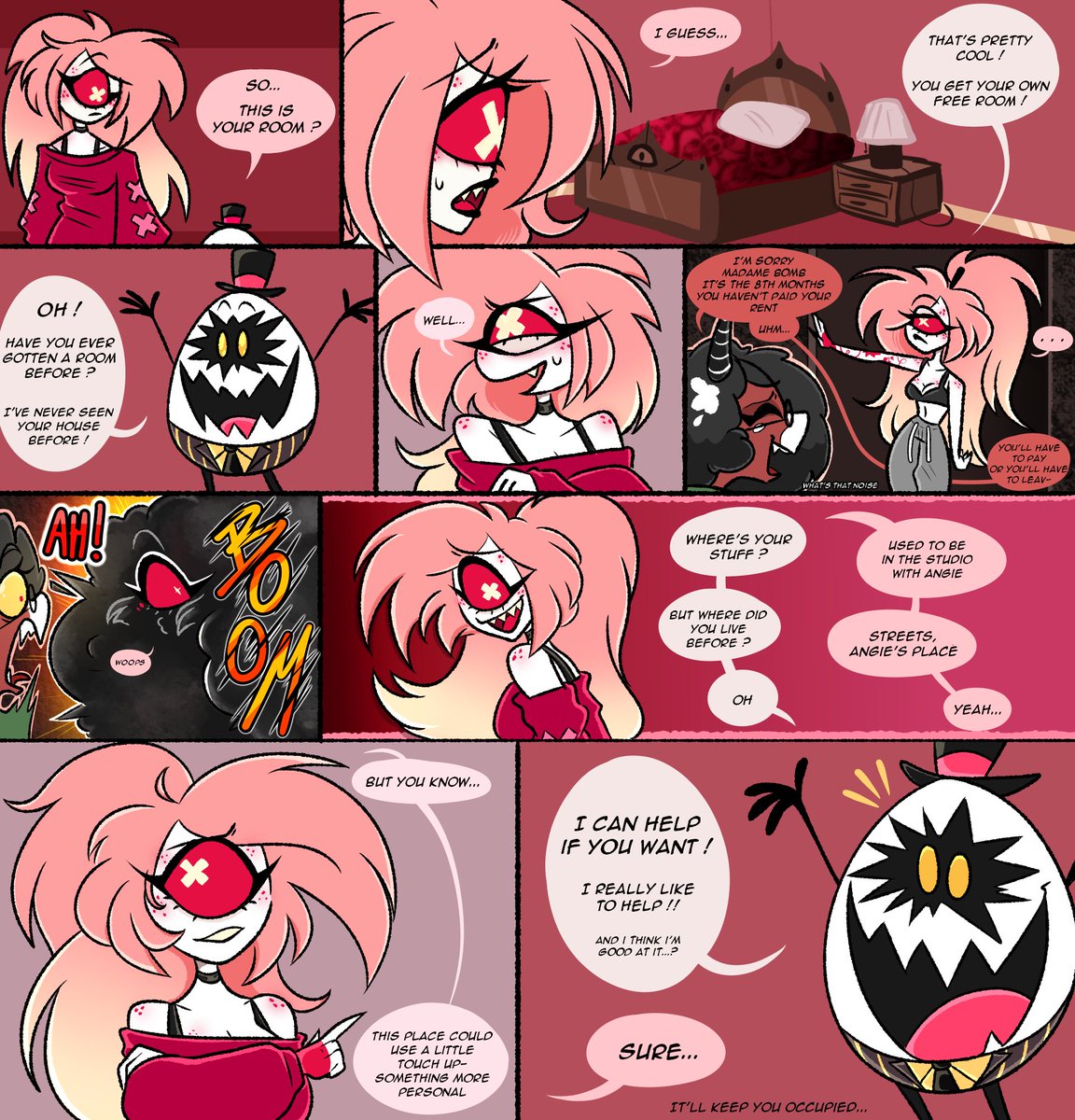 DosukeiiArt's tweet image. ✨FIRST CHAPTER AFTER THE PROLOGUE✨
(Page 1) - A new Room 🍒🥚
____
#HazbinHotel #HazbinHotelFanart #HazbinHotelcomic #CherriBomb #Eggboiz #SirPentious #CherriSnake #AResilientEggsplosion