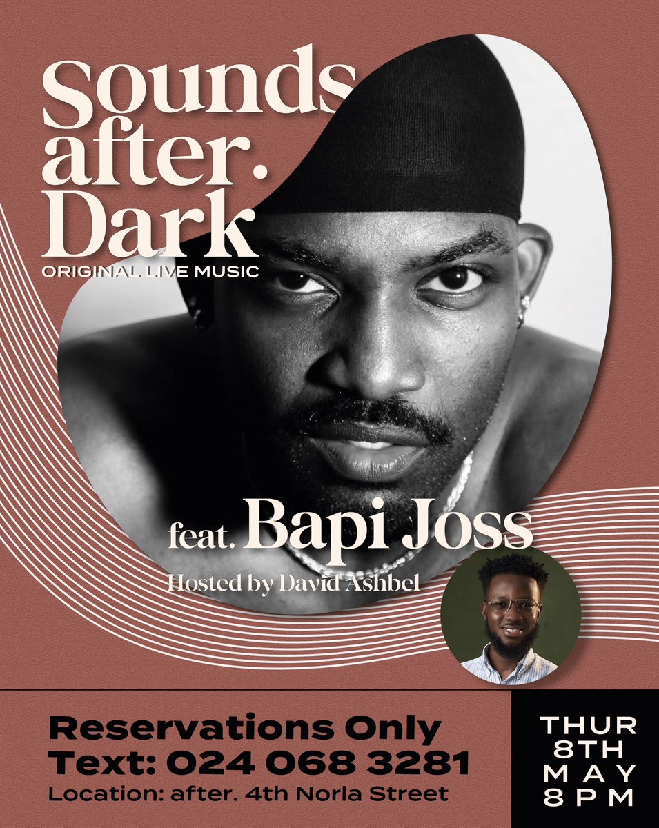 Tonight on Sounds After Dark, we're turning up the heat with the incredible <a href="/BapiJoss/">Miraku Bapi</a> ! Get ready for raw talent, real stories, and rich sound. Don't miss it!
📍: After ( inside Vine Restaurant) 
⏰ : 8pm 

See you soon!