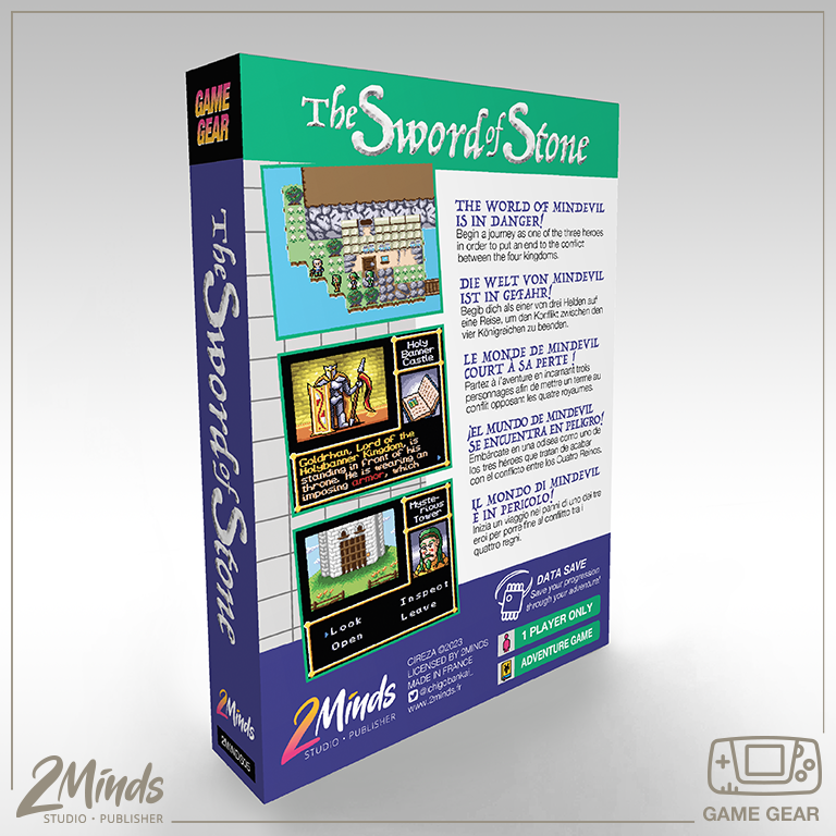 The Sword of Stone, 
a superb text-adventure, breaking the 4th wall on #sega #gamegear. 
Developped by my compatriot Cireza and available on #2minds shop for preorder.
🕹️ 2minds.fr/en/store/-gg-t…
#retrogaming #homebrew #indiegame