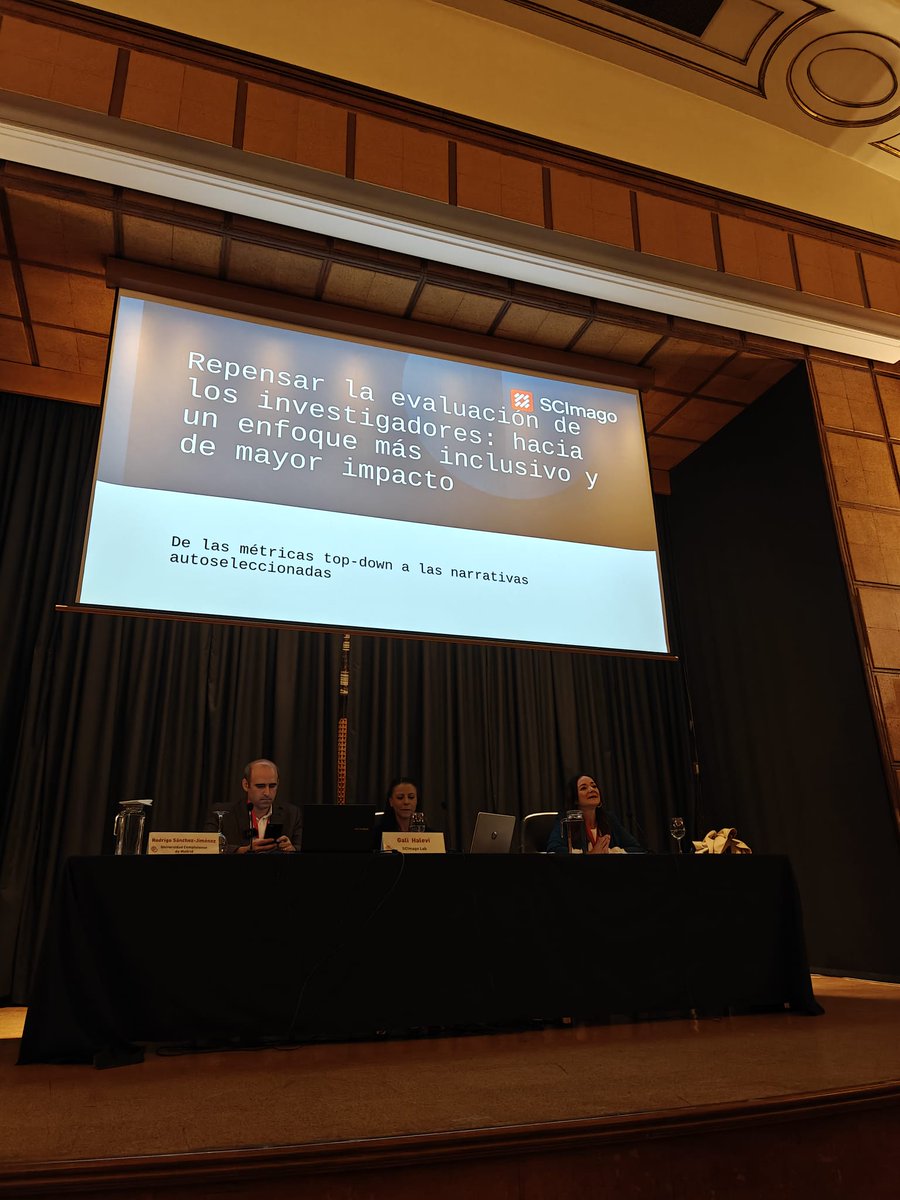 scimago's tweet photo. Kicking off #CRECS2025 with the opening presentation, moderated by @magdatrillo: "Empowering Researchers: Self-Curation, the Future of Evaluation, and Democratizing Research Impact" by @_RodrigoSJ and @GaliHalevi https://t.co/sBjX3kWkuE #ResearchImpact #ScienceEvaluation https://t.co/pBHVEmzra4