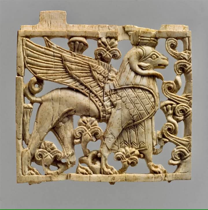 Assyrian openwork plaque, 9th-8th century BC, from ancient Nimrud.