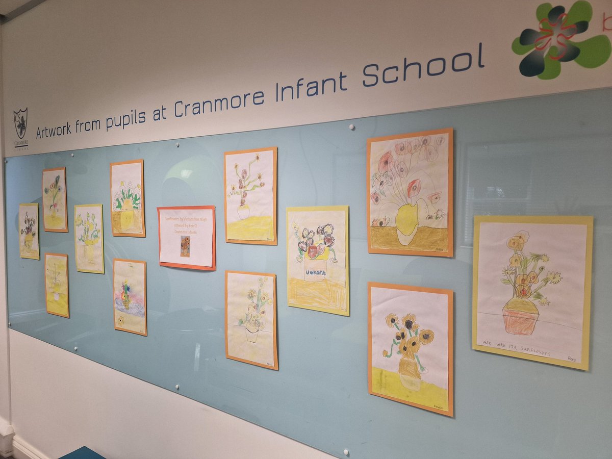 Once again, we're extremely grateful to the talented artists at Cranmore Infant School for our new van Gogh inspired display...it's the perfect way to bring the spring sunshine indoors! 
#feelgood #vangogh #sunflowers #meetingsolihull #solforsuccess #artwork #researchbirmingham