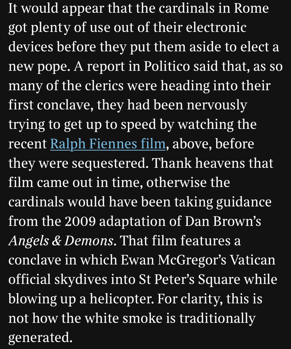 Jack Blackburn 🇺🇦 (@hackblackburn) on Twitter photo Meanwhile, I might have had fun in today’s <a href="/TimesDiary/">Times Diary</a>
Ralph Fiennes’s Conclave offers divine guidance
thetimes.com/article/7657f0… Meanwhile, I might have had fun in today’s <a href="/TimesDiary/">Times Diary</a>
Ralph Fiennes’s Conclave offers divine guidance
thetimes.com/article/7657f0…