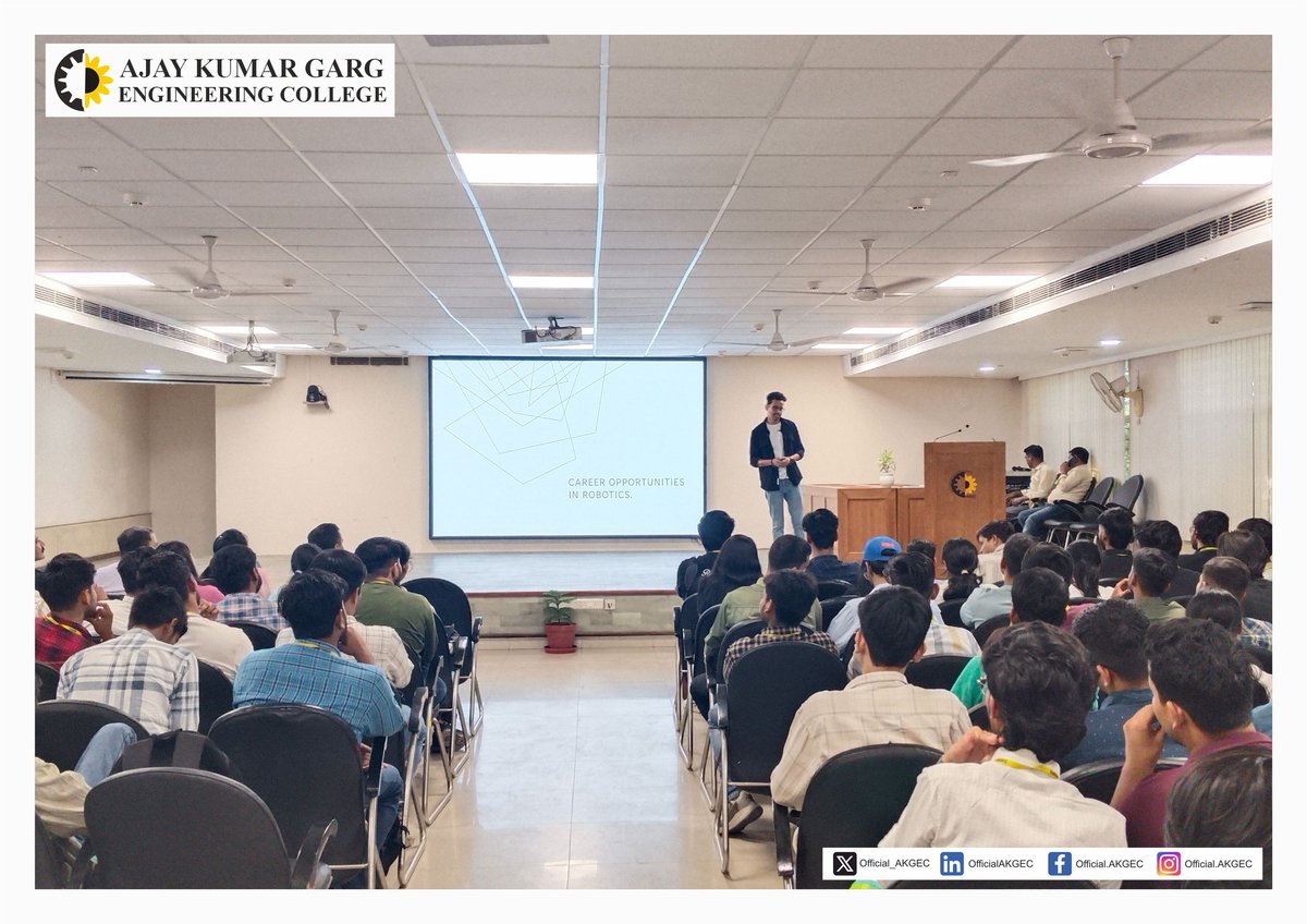 Official_AKGEC's tweet image. The ECE Department at AKGEC hosted alumnus Mr. Akhil Verma for an inspiring talk on drone careers, AI, and robotics, sparking student enthusiasm and future-focused industry insights. #AKGEC #AI #dronesystems
