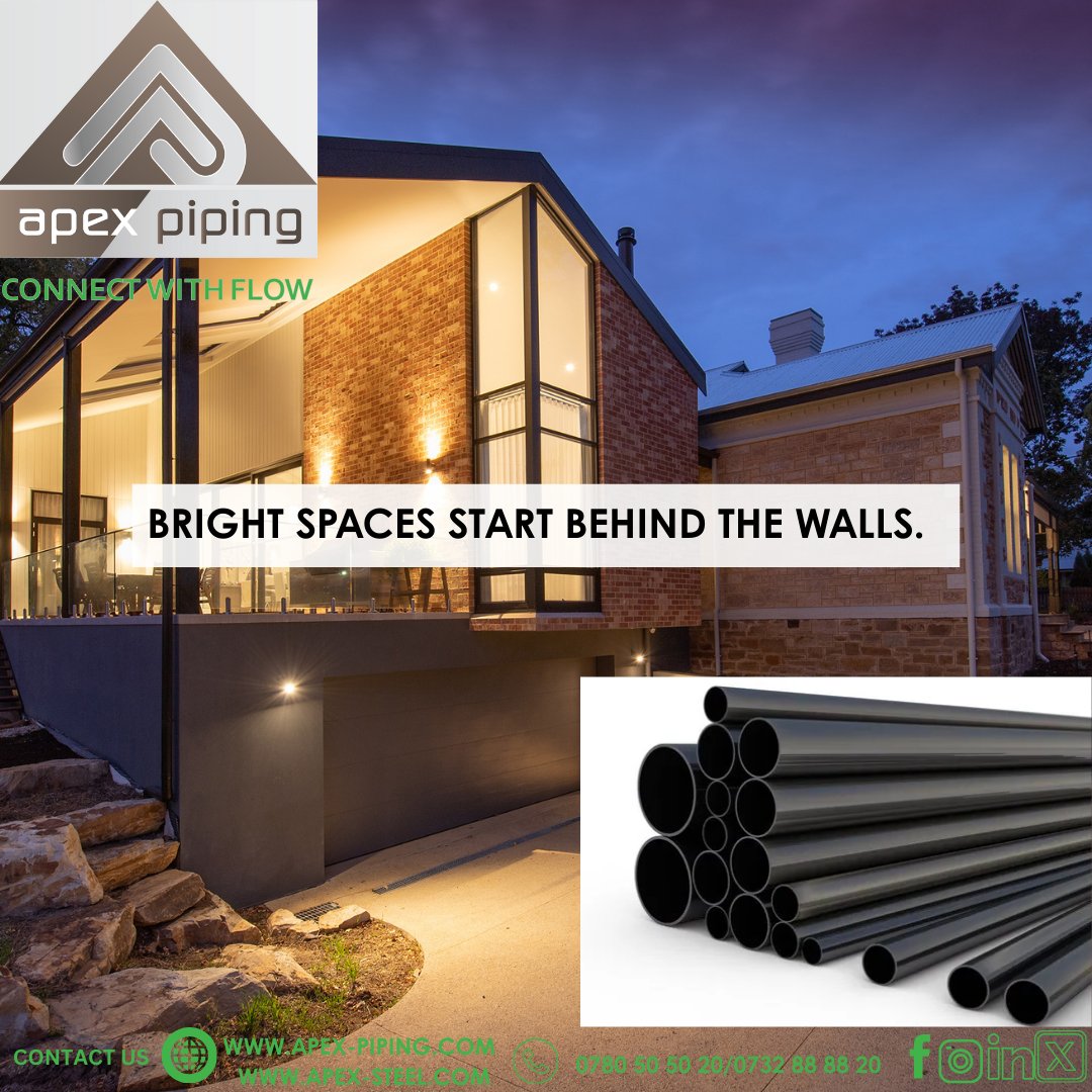 Apex_Piping's tweet image. At Apex Piping, we know that a well-lit, safe room starts with reliable electrical conduits. 
Now available at Apex Piping Funzi Road.
#ApexPiping #ElectricalConduits #SafeConnections #PoweringSpaces #BehindTheWalls #BuildWithApex #ConduitSolutions  #SmartInstallations