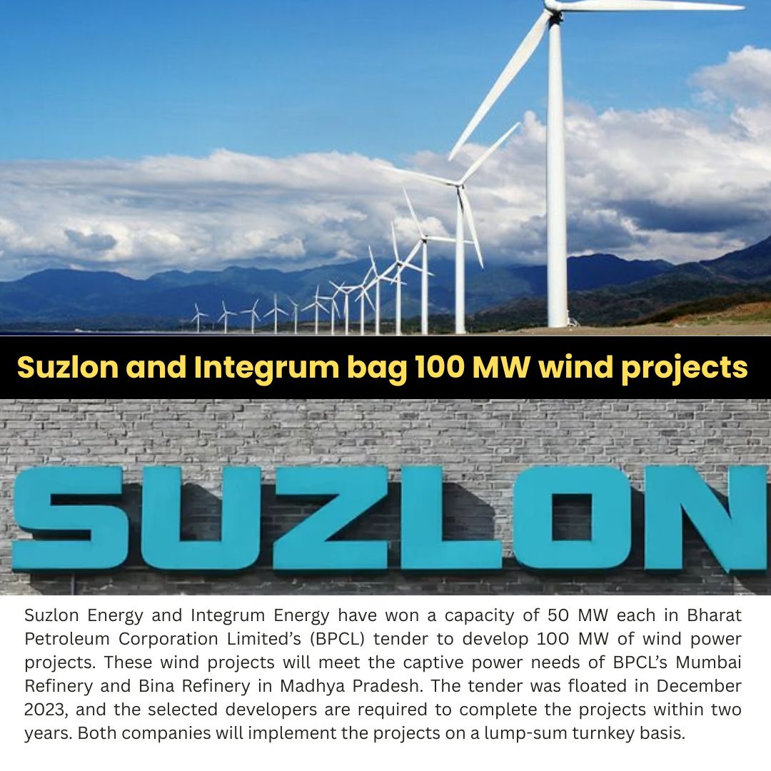 Instautility's tweet photo. Suzlon and Integrum bag 100 MW wind projects

#WindEnergy #Windproject #Mumbai #binaRefinery #MadhyaPradesh #renewalenergy https://t.co/QpKu9eOIos