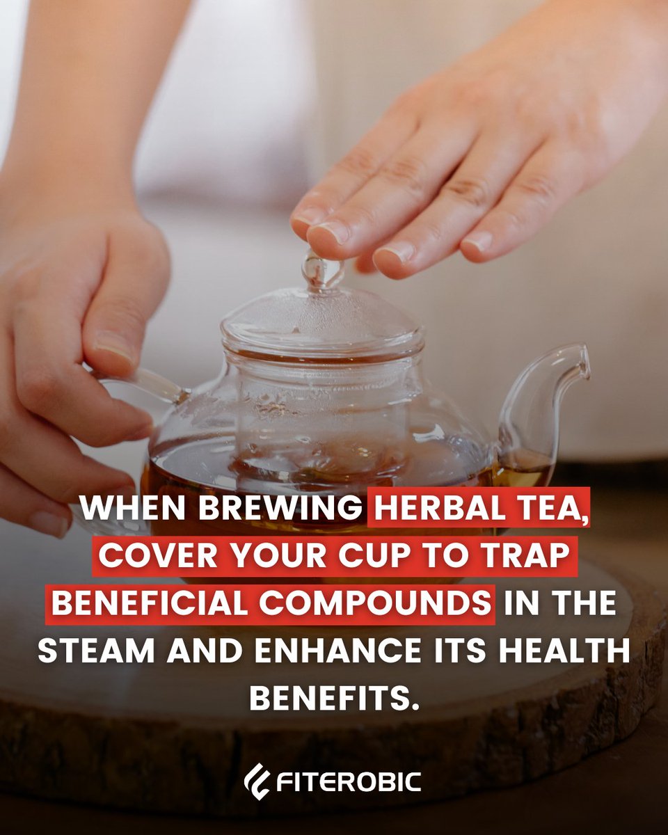 Health Hack You’ll Wish You Knew Earlier 🫖

Cover your herbal tea while it brews!
It traps the healing oils &amp; boosts antioxidants; especially in tulsi, chamomile, peppermint.

📌 Save this tip for your next tea break.

#TeaTips #HerbalTea #HealthHack #WellnessJourney #Fiterobic