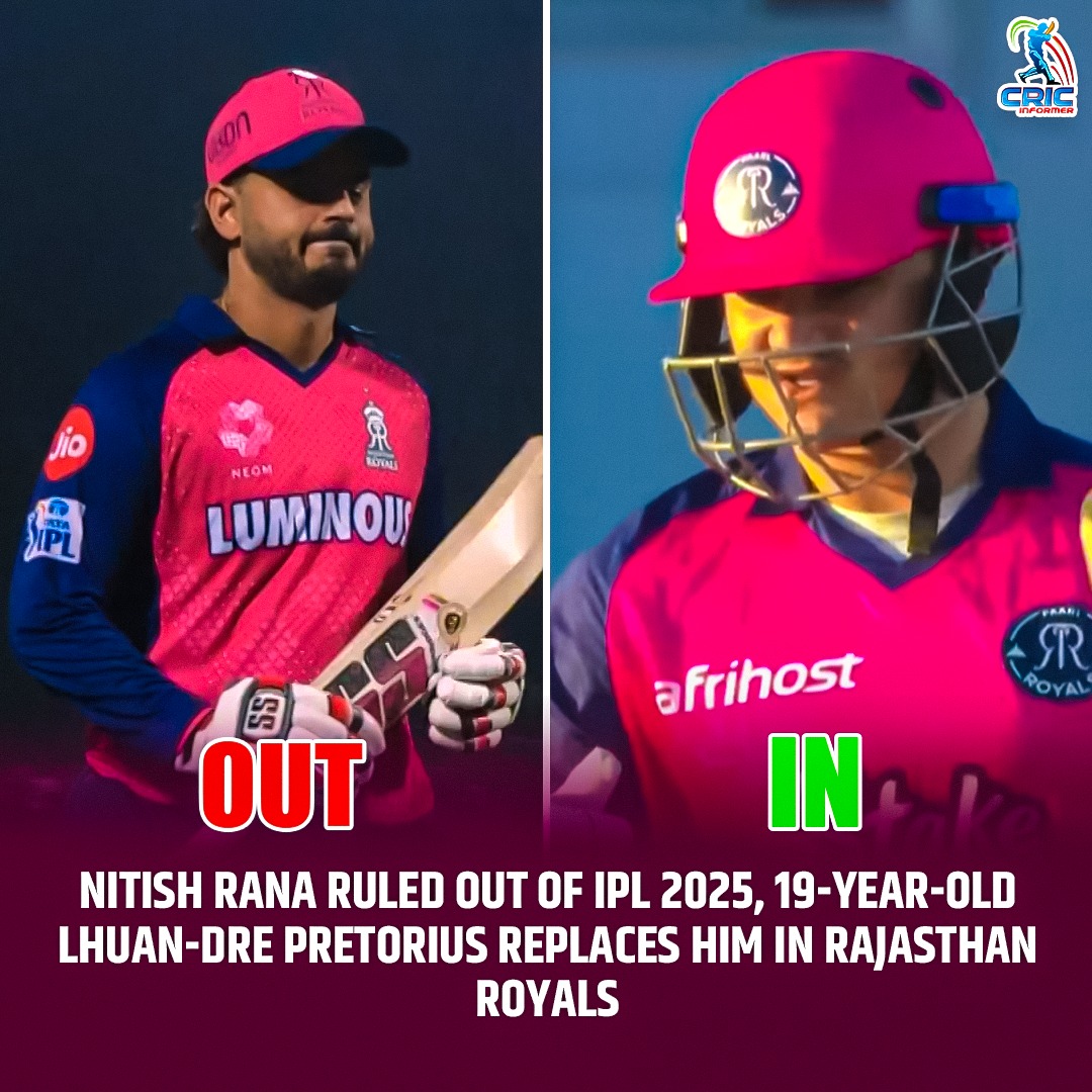 "Nitish Rana has been ruled out of IPL 2025."

#NitishRana #RRvsCSK #RajasthanRoyals #CricketTwitter #cricket #ipl2025 #ipl #iplupdates #indiancricketteam #bcci