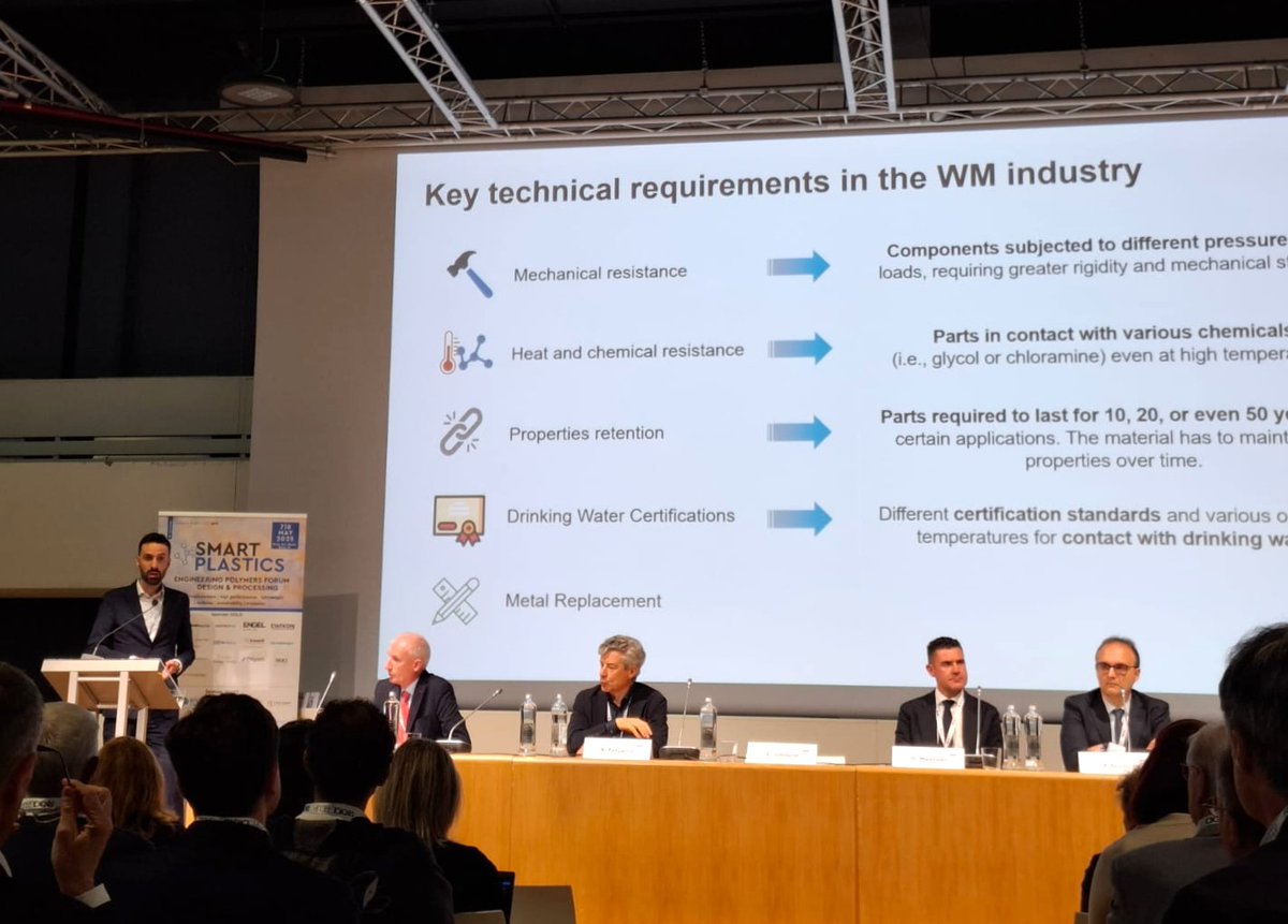 RadiciGroup's tweet image. Ieri Claudio Ghilardi, Sector Focal Team Leader, ha tenuto uno speech a SMART PLASTICS: &apos;Tecnopolimeri a convegno&apos; dal titolo: &quot;#RadiciGroup&apos;s advanced polyamide solutions for the #WaterManagement industry: new opportunities and challanges&quot; 
#SmartPlastics #SmartPlastics2025