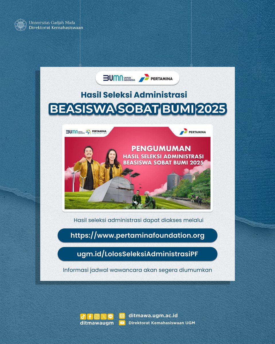 Selamat kepada teman-teman yang telah lolos seleksi administrasi👏

Jangan lupa untuk terus memantau informasi selanjutnya terkait tahapan seleksi, ya!

Stay tuned dan semangat terus! 🚀✨