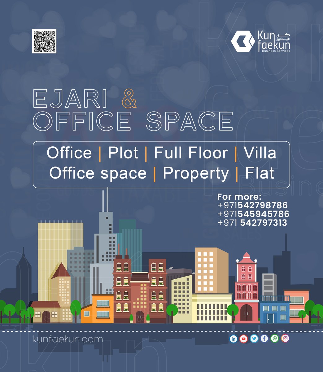 kunfaekun's tweet photo. KUNFAEKUN offers flexible office space solutions and Ejari registration services to help your business meet legal requirements and establish a professional presence in the UAE. Whether you need a physical office or a shared workspace, we’ve got you covered. https://t.co/LTQETT8QzY