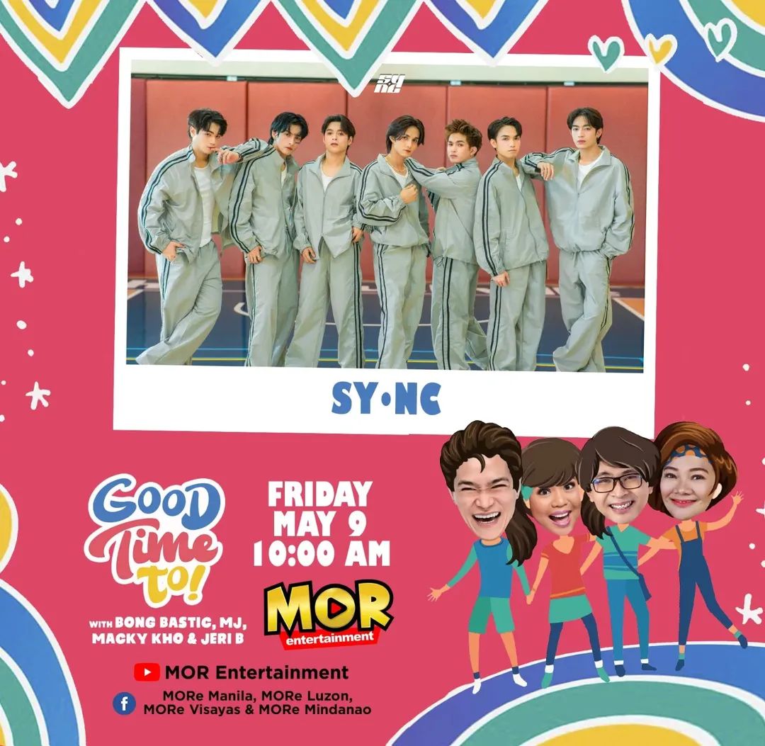 SY•NC (@thesyncph) on Twitter photo SY•NC on Good Time To! <a href="/MORentPH/">MOR Entertainment</a> this May 9, Friday at 10am
Live Streaming on M.O.R ent. YouTube & Fabook
See you Starbursts & MOREkadas!
#GoodTimeTo #GTTxSYNC
#MoreEntertainment #SYNCph SY•NC on Good Time To! <a href="/MORentPH/">MOR Entertainment</a> this May 9, Friday at 10am
Live Streaming on M.O.R ent. YouTube & Fabook
See you Starbursts & MOREkadas!
#GoodTimeTo #GTTxSYNC
#MoreEntertainment #SYNCph