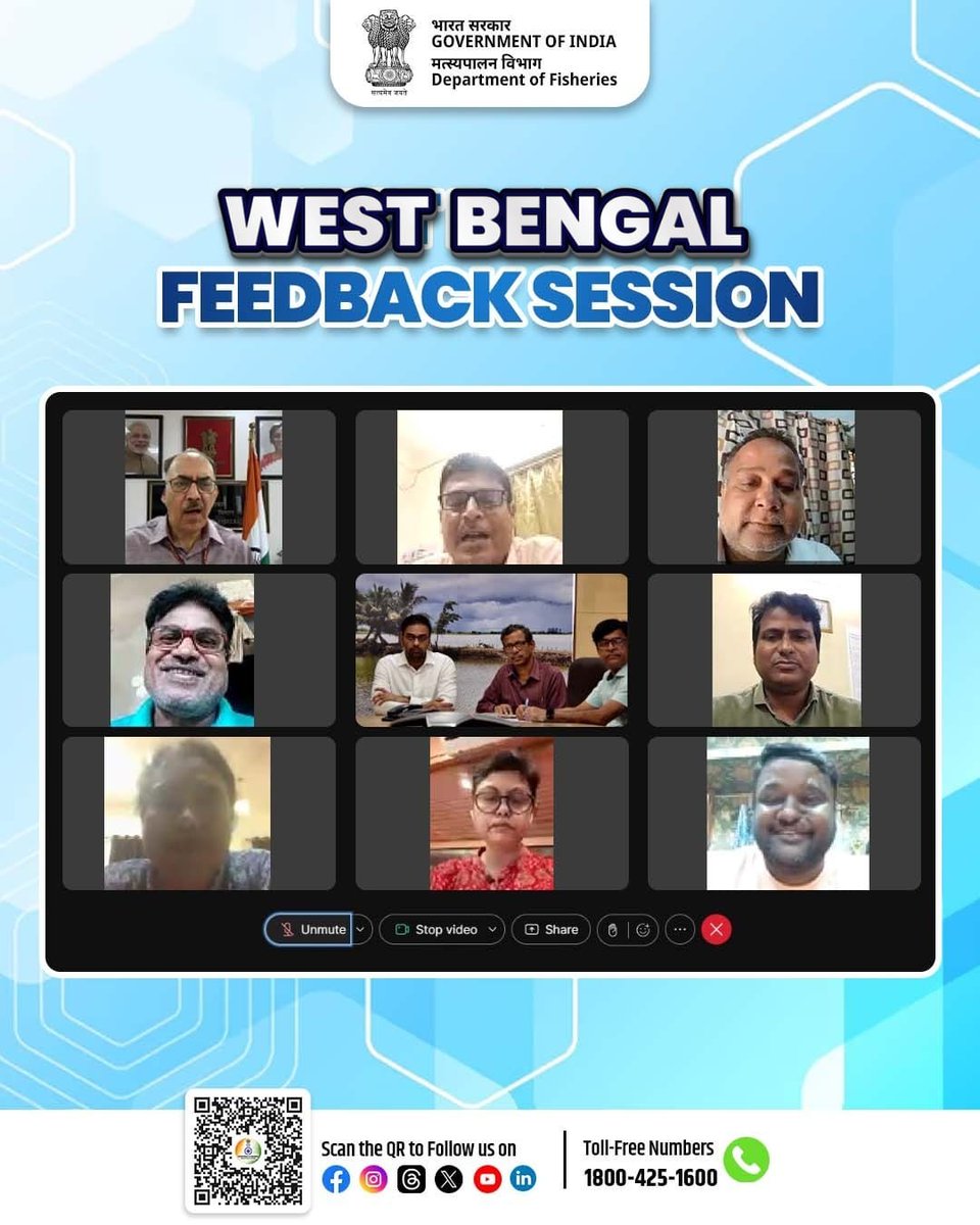Dr. Abhilaksh Likhi, Secretary, Department of Fisheries, GoI, chaired an interactive feedback session with fishers, fish farmers, fisheries cooperatives, and associations of West Bengal through VC. Fishermen, Fisheries Cooperatives and Associations shared valuable feedback on the