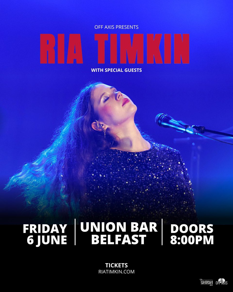 BELFAST! I’m beyond excited to announce that we are back with our 2nd headline show, this time at <a href="/TheUnionBarNI/">The Union Bar</a> 💜🎤 Mark the evening of Friday 6 June in your calendars because we are taking you on a sonic journey you won’t forget! 🌌 
Tickets: riatimkin.com 
<a href="/offaxis/">offaxis</a>