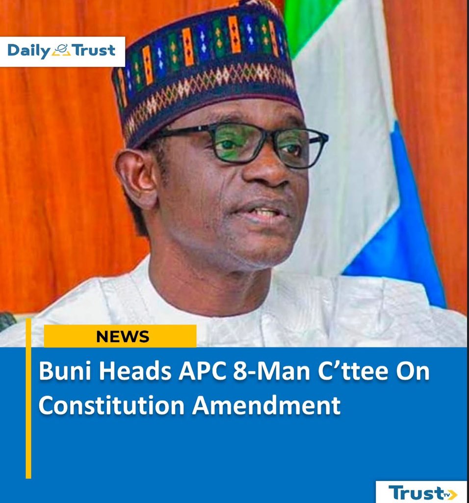 abbacouch's tweet photo. The national leadership of the All Progressives Congress (APC) has appointed Governor Mai Mala Buni of Yobe State to chair an  8-member committee saddled with the responsibility of amending the party’s constitution.

Read more: https://t.co/BOARaX1lJo https://t.co/6aGSUtszJ1