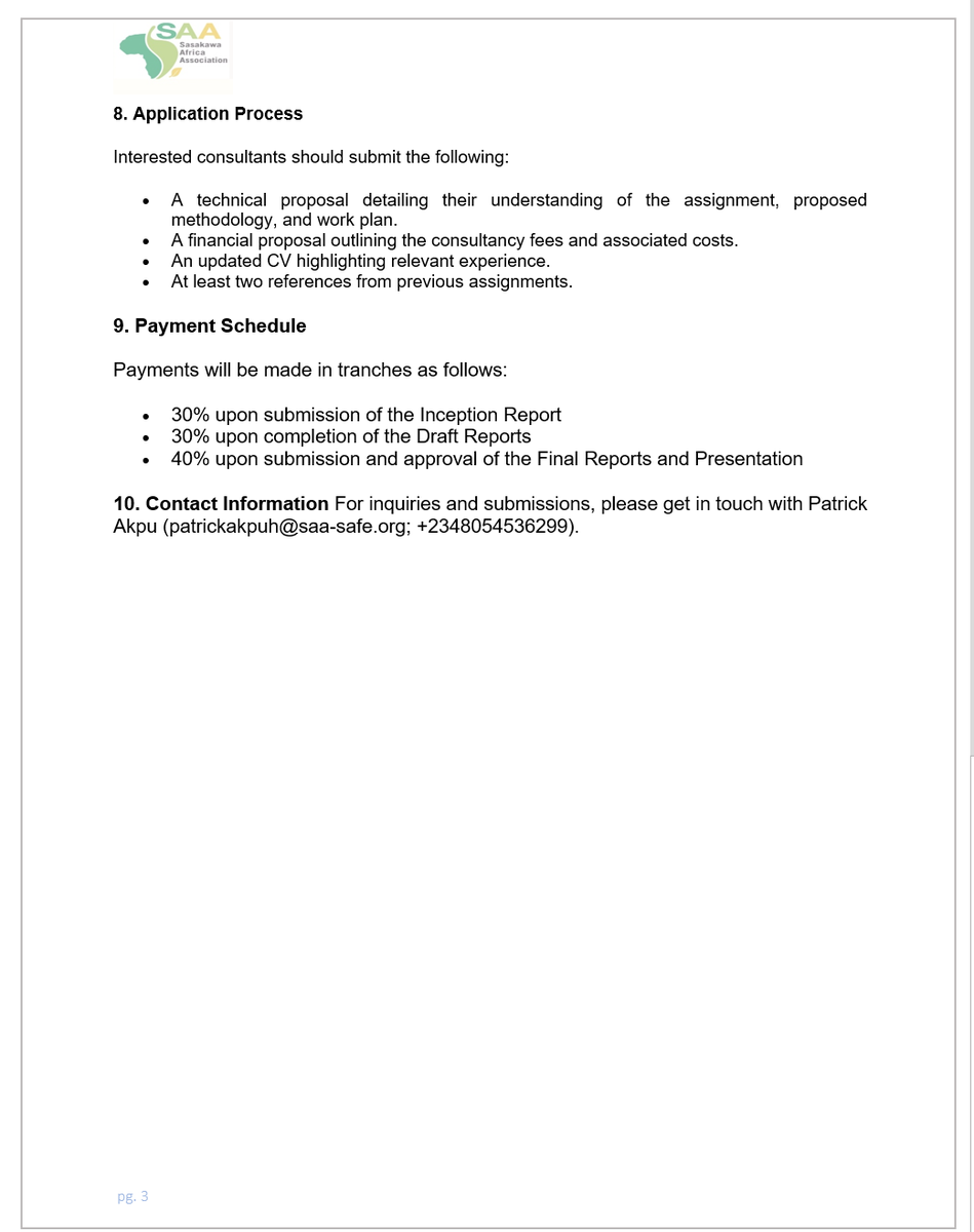 NigeriaSasakawa's tweet photo. #Readvertized 

The SAA-led Strengthening Institutional Frameworks for Transformative Agricultural Systems project seeks a consultant to analyze agricultural frameworks and engage stakeholders to improve our impact.

Details in the file in the link: https://t.co/bQ62GxWQeH https://t.co/IwdofZCbFr