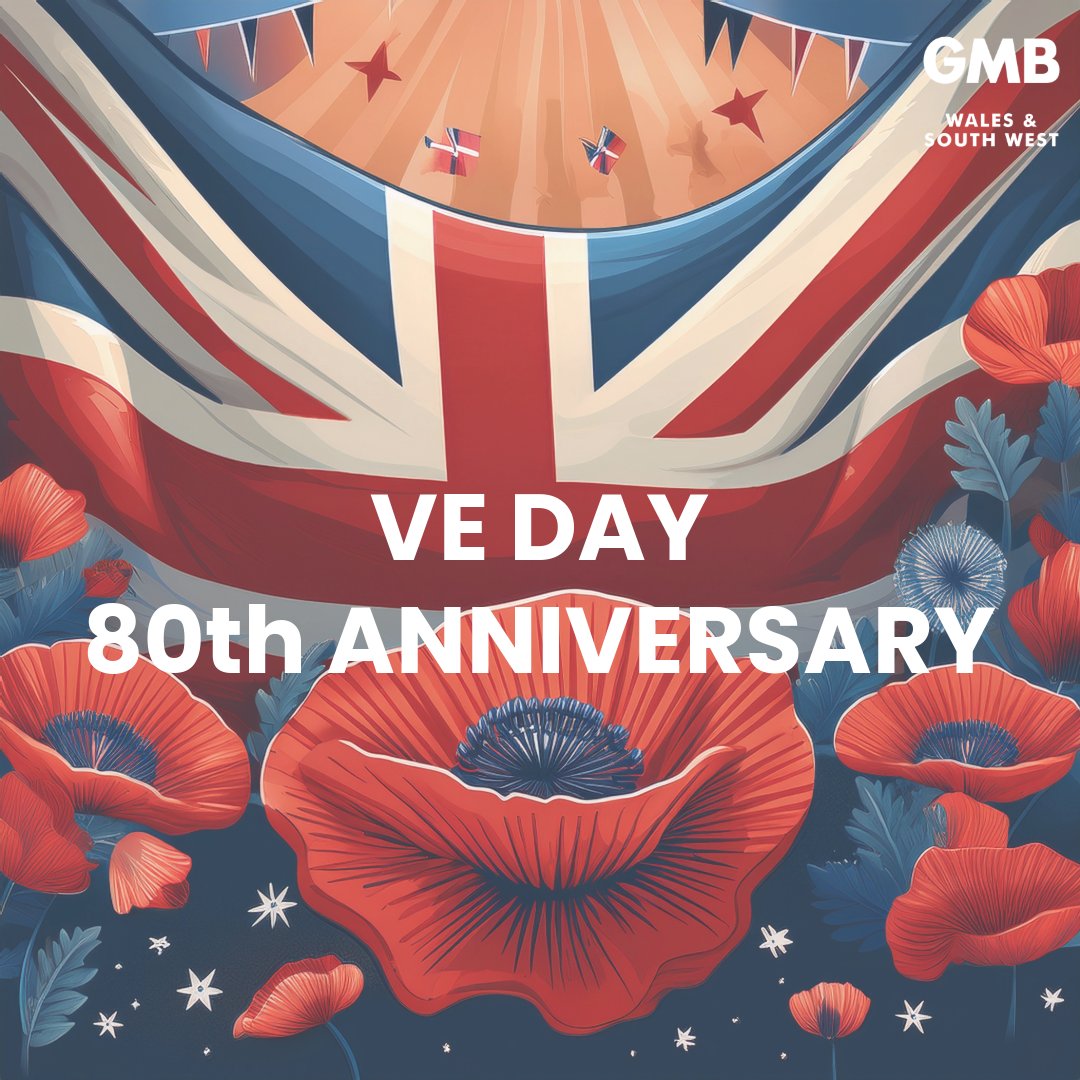 Today we mark the 80th anniversary of VE Day-remembering the courage &amp; sacrifice of those who fought for peace &amp; freedom. 

GMB Stands in solidarity with all those who believe in unity, equality, and a better future for all. 

#veday80thanniversary
#VEDay
#neverforget
#GMBUnion