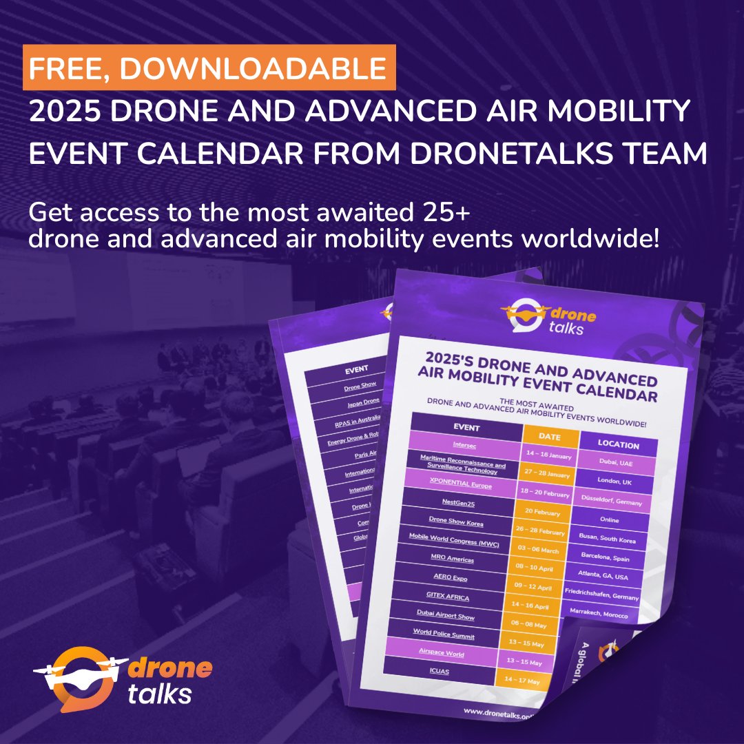 DroneTalks.online (@drone_talks) on Twitter photo 📢 Ready for 2025? Stay ahead in #drone & #AAM innovation!
🗓️ <a href="/AirspaceWorld/">Airspace World</a> | May 13–15 | Lisbon
🗓️ Aerial Cities | Nov 11–12 | Dublin (VIP)
Meet us & @MurzilliConsult!
Build #connections, shape the #future.
Download the full event calendar: dronetalks.online/reports/drone-… 📢 Ready for 2025? Stay ahead in #drone & #AAM innovation!
🗓️ <a href="/AirspaceWorld/">Airspace World</a> | May 13–15 | Lisbon
🗓️ Aerial Cities | Nov 11–12 | Dublin (VIP)
Meet us & @MurzilliConsult!
Build #connections, shape the #future.
Download the full event calendar: dronetalks.online/reports/drone-…