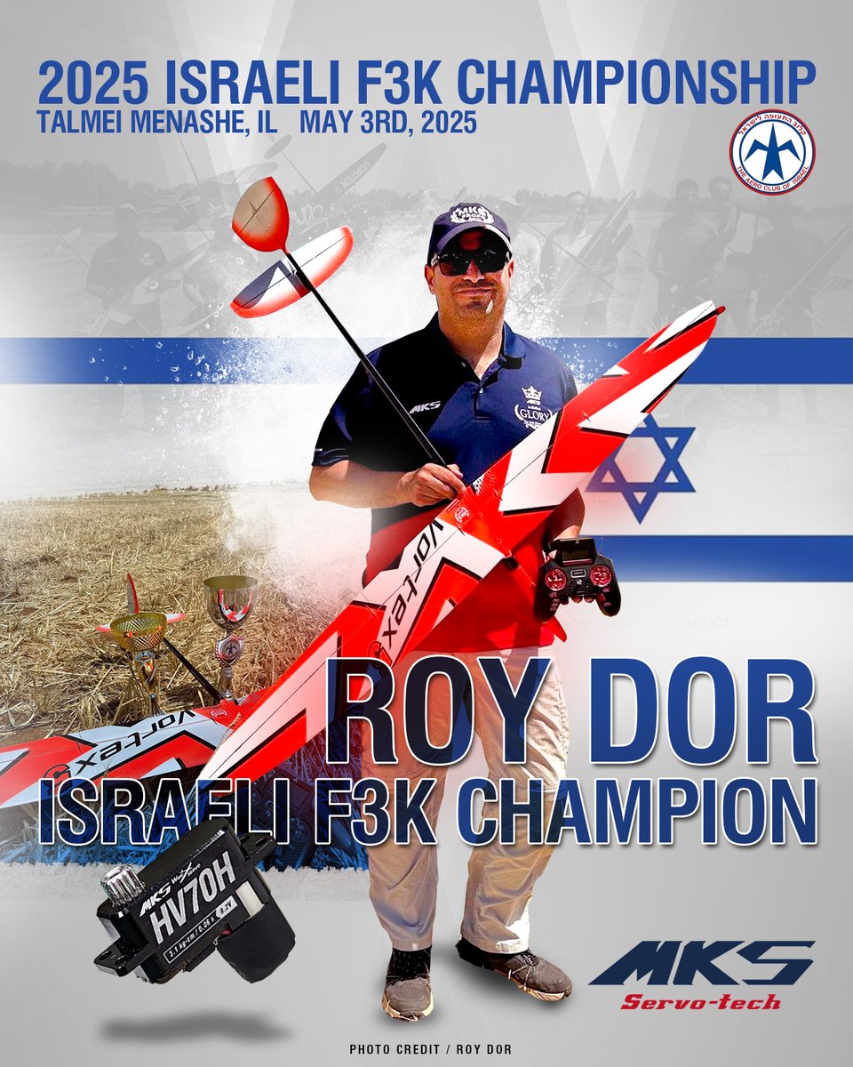 Congrats MKS Servo Tech 🇮🇱Roy Dor to be 🏁🇮🇱Israeli F3K Champion 2025🏆🥇!🇮🇱🏁

HobbyGuy!🇮🇱
tissanhaifa.com🇮🇱

#MKSservos #MKSservo #MKS #HV70H #HV70 
#DLG #F3K #IsraeliNationalChampion