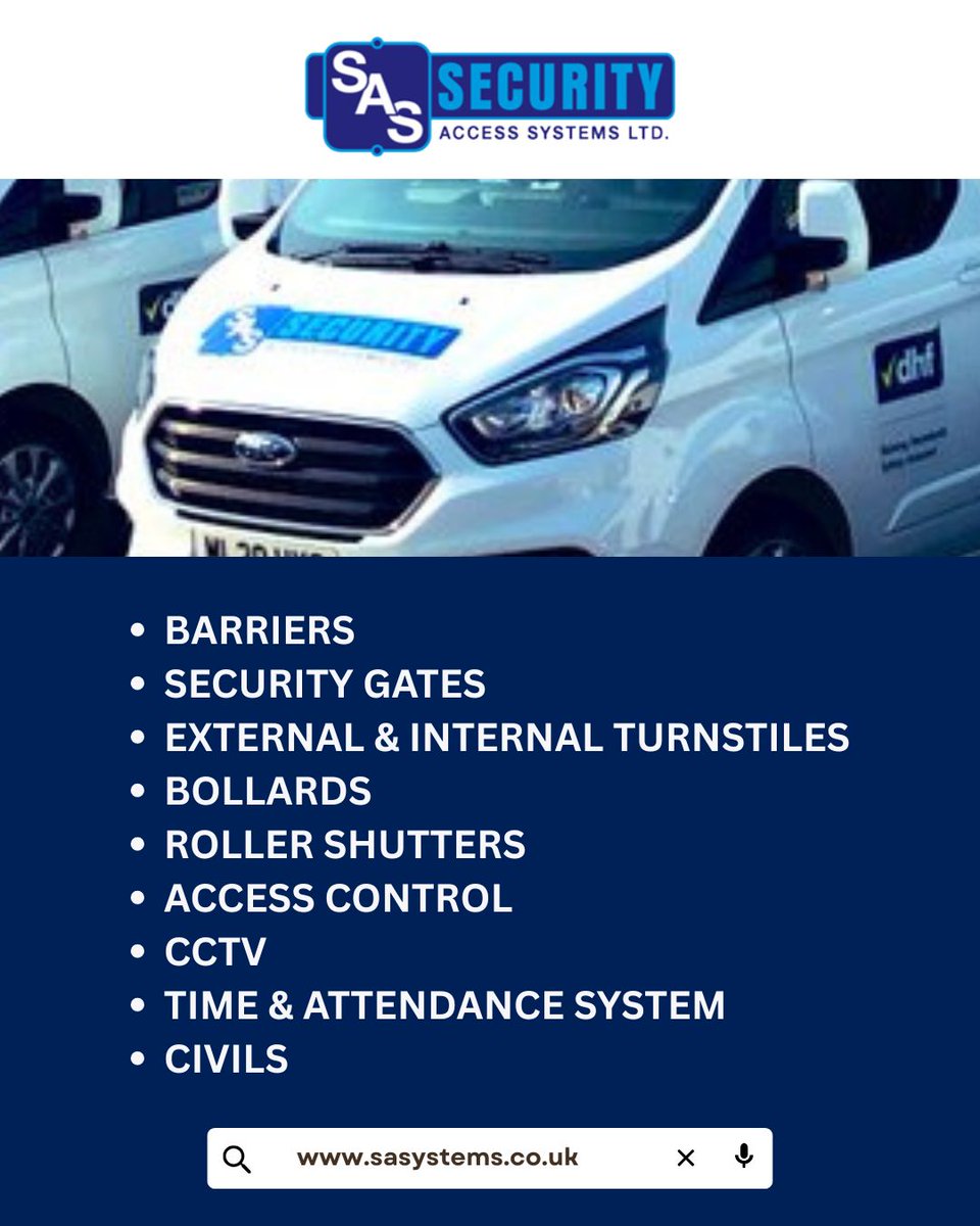 Security_Access's tweet image. What We Offer at Security Access Systems

➡️ Automatic Barriers 
➡️ Security Gates 
➡️ External &amp;amp; Internal Turnstiles 
➡️ Bollards 
➡️ Roller Shutters
➡️ Access Control Systems
➡️ CCTV Surveillance 
➡️ Time &amp;amp; Attendance Systems 
➡️ Civils 
 sasystems.co.uk