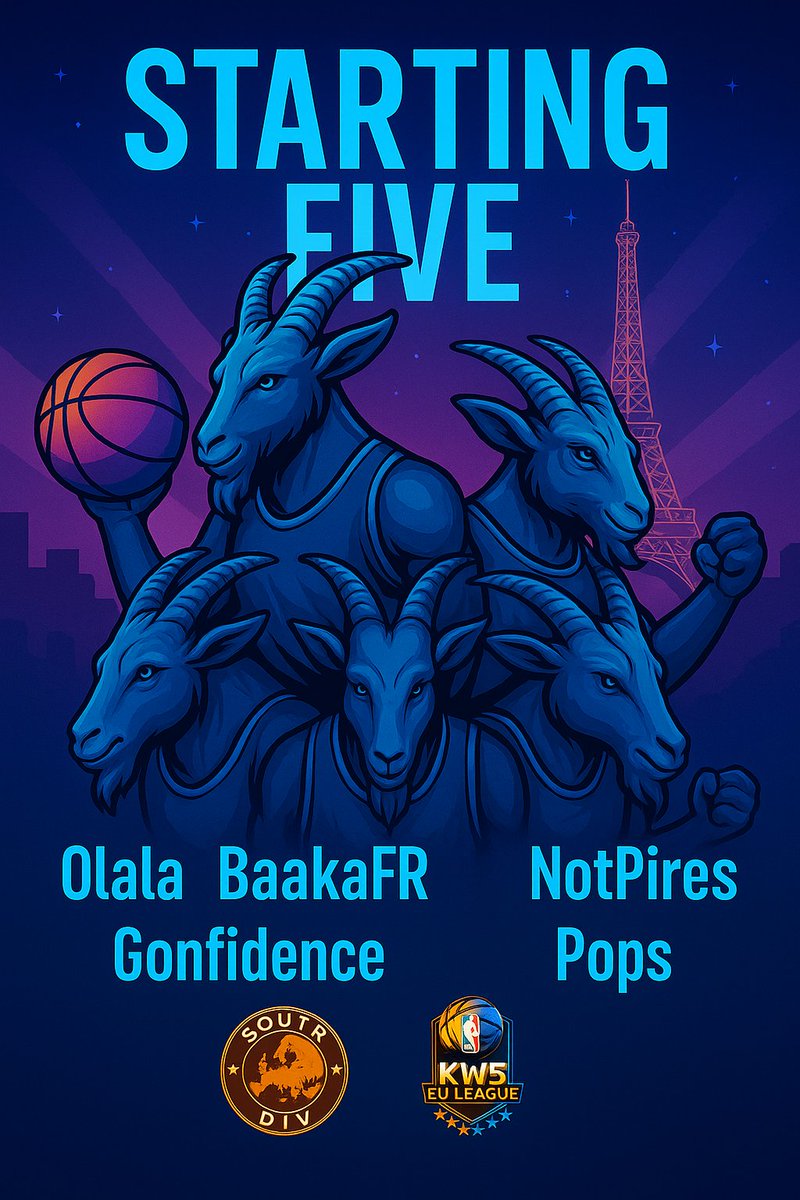 Paris Goats (@parisgoats) on Twitter photo Our lineup fore the night
Pg: <a href="/BackOlala/">Olala Back</a>
Sg: <a href="/baakafr/">Khalid</a>
Sf: #notpires
Pf: <a href="/gonfidence/">Gon🇱🇧</a>
C: <a href="/jacquininho/">MYSTIK COMME LES PYRAMIDES</a> Our lineup fore the night
Pg: <a href="/BackOlala/">Olala Back</a>
Sg: <a href="/baakafr/">Khalid</a>
Sf: #notpires
Pf: <a href="/gonfidence/">Gon🇱🇧</a>
C: <a href="/jacquininho/">MYSTIK COMME LES PYRAMIDES</a>