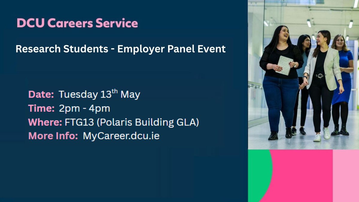 📢Calling all DCU Research Students   

Join us for this exciting Employer Panel Event where we will host a panel discussion with employers across a range of industries  Register Here
👉shorturl.at/4pnjh 

#WeAreDCU